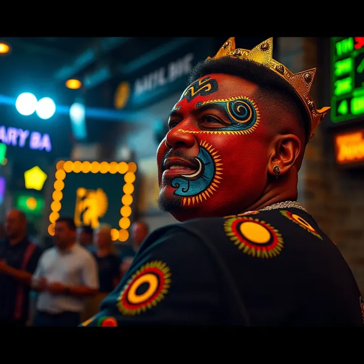 AB Original's King Billy Album Art Symbolizing Indigenous Culture Album cover art of AB Original featuring Indigenous Australian symbols and vibrant colors