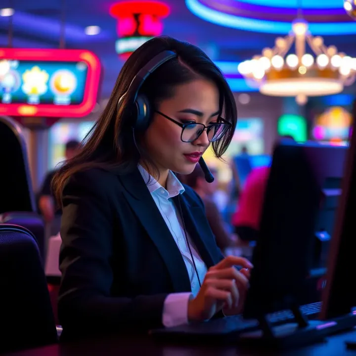 Customer support representative assisting with online casino concerns