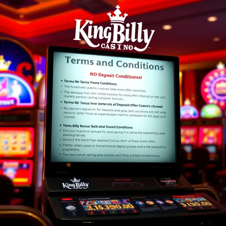 Casino interface showcasing terms and conditions for no deposit offer