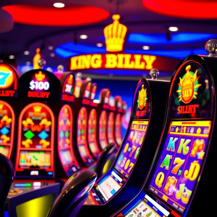 Exciting Slot Machines at King Billy Casino Colorful casino slot machines with vibrant symbols and spinning reels