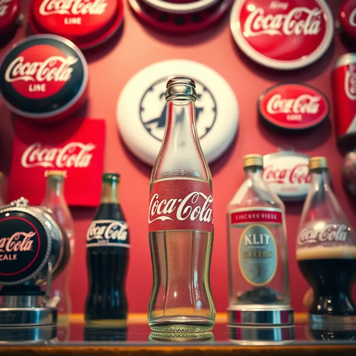 Collector's display featuring various Coca-Cola memorabilia including King Billy bottle