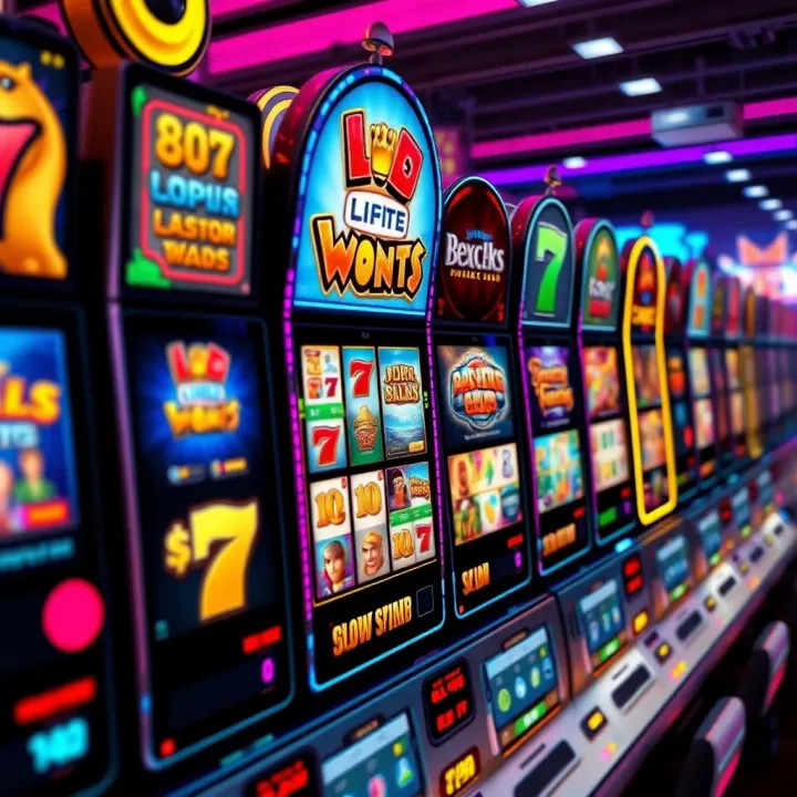 Colorful online casino game interface showing various slot machine options