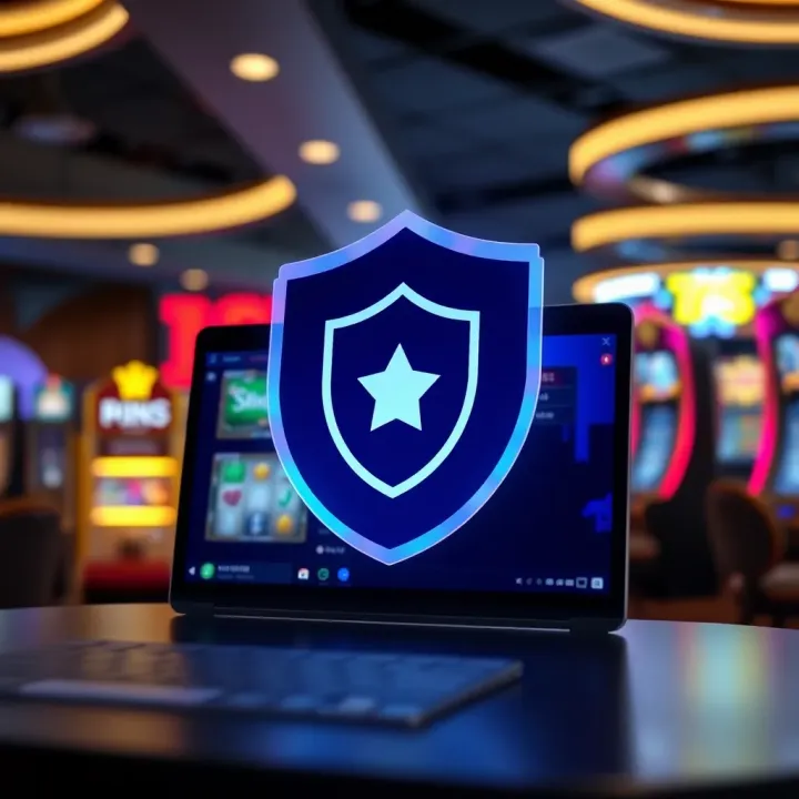 Safe and Responsible Online Pokies Platform Illustration of a secure online platform with a shield symbol representing safe and responsible online pokies play