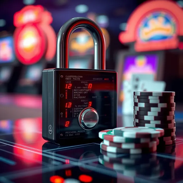Responsible Online Gambling Security and Safety Safe and responsible online gambling concept with a digital lock and poker chips
