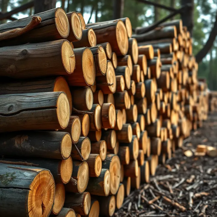 Stacked King Billy Pine logs highlighting natural color and quality
